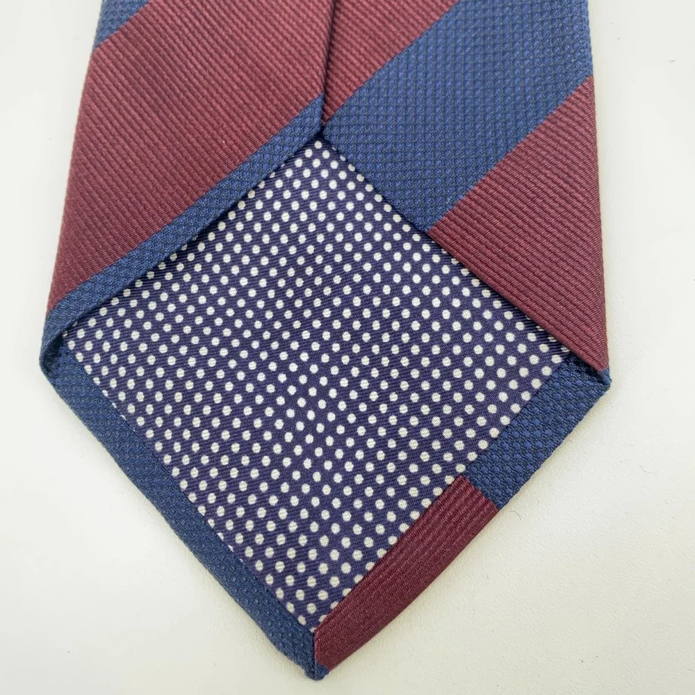 Eton Tie Men One Size Blue Maroon Silk Luxury Classic Fit Necktie Italy Made NWT